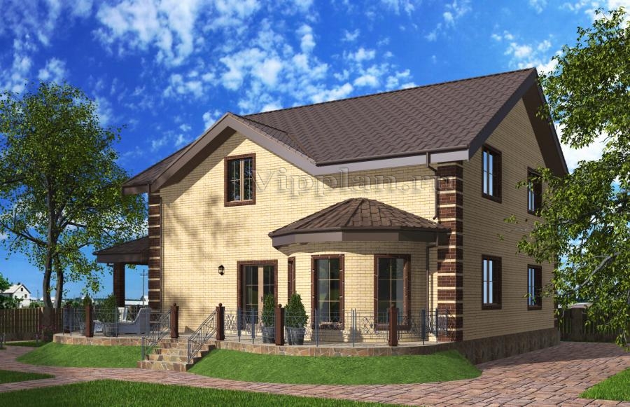 Одноэтажный жилой дом с мансардой и террасой.